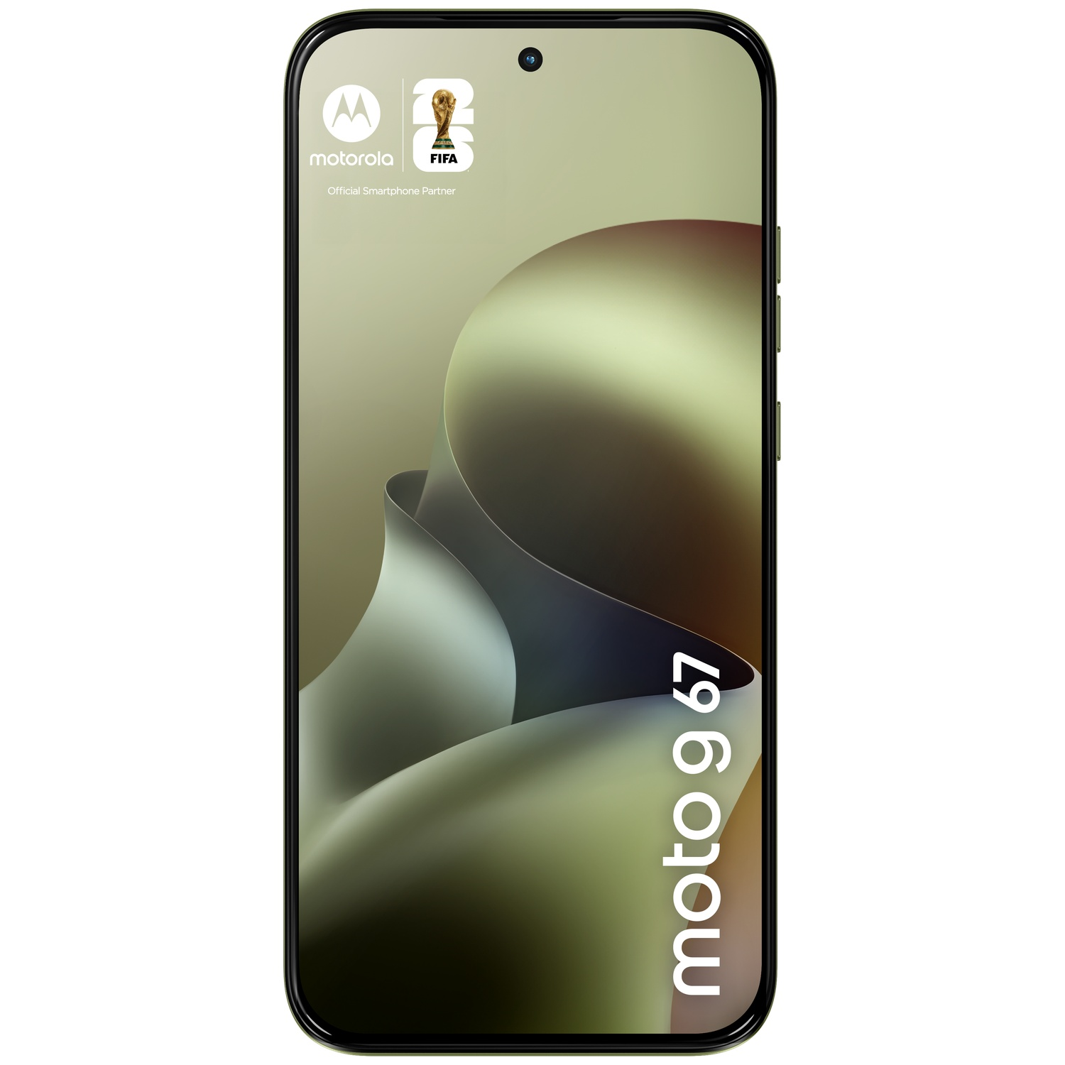 A Motorola smartphone displays the FIFA logo and "moto g 67" text.