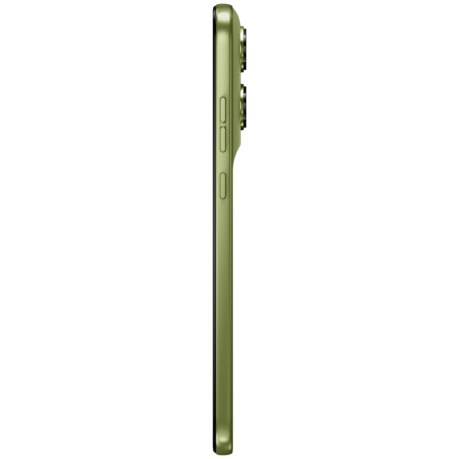 Green smartphone shown in profile view, cameras and buttons visible.