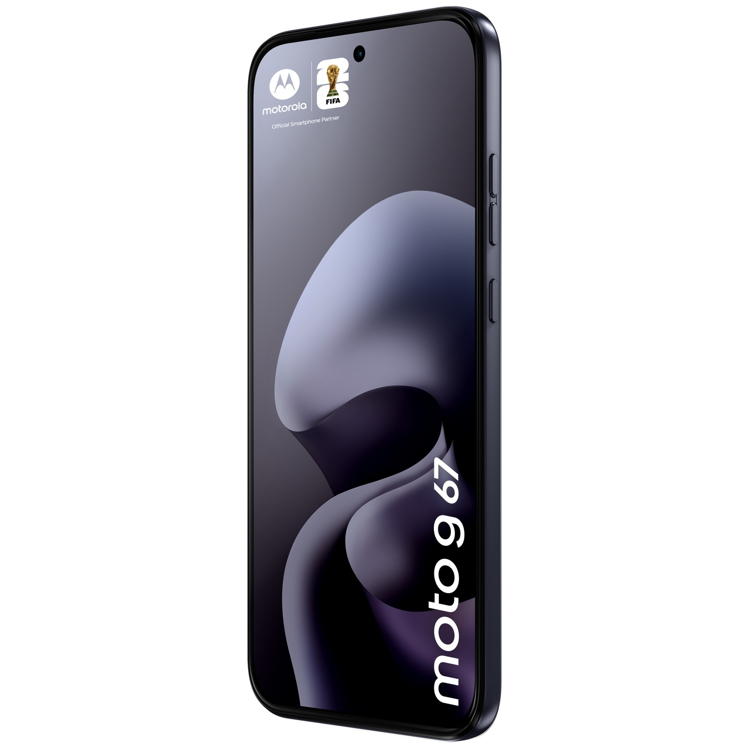 A Motorola Moto G 67 smartphone featuring the FIFA and Motorola logos.