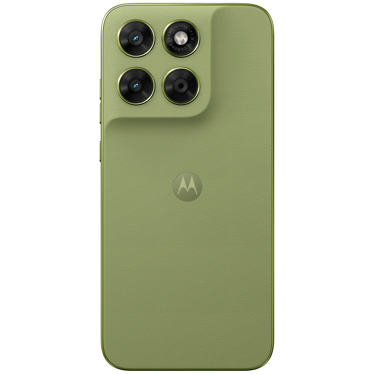 A green Motorola phone with four cameras and a Motorola logo.