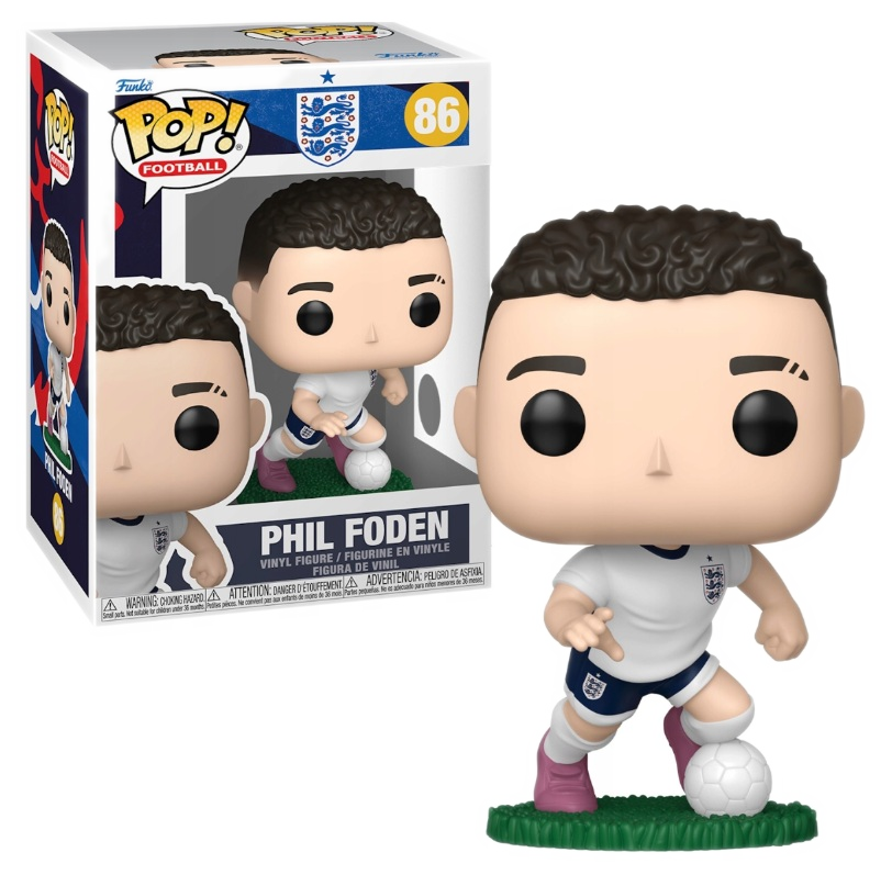 Figurka Funko Pop! winylowa Phila Fodena w stroju Anglii, drybluje piłką.