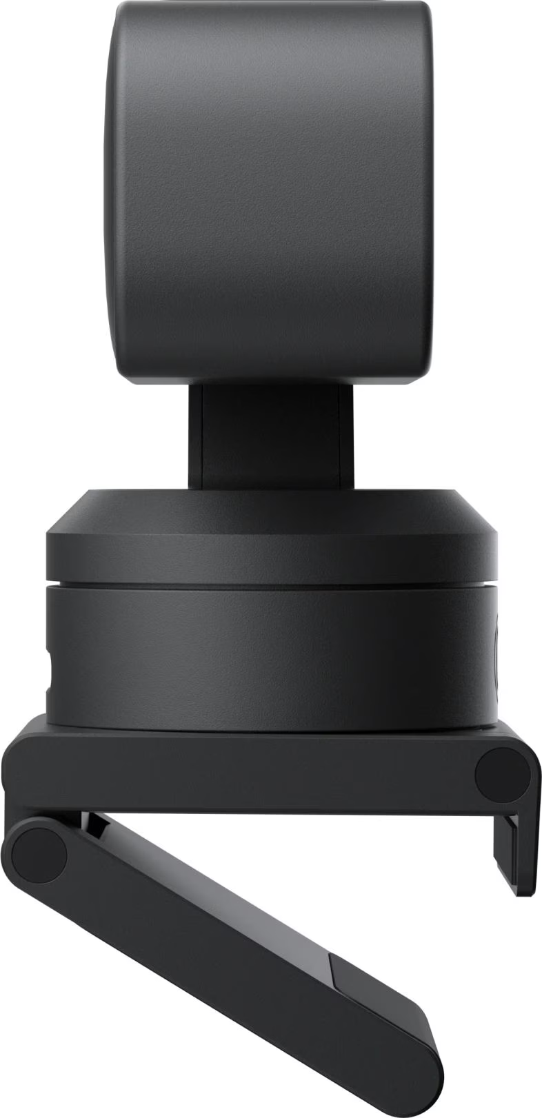 Support de moniteur noir avec bras articulé.