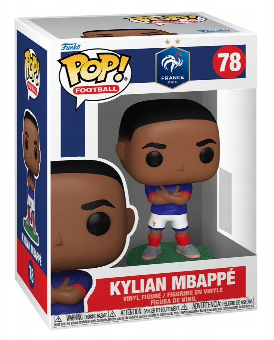 Figurka Funko Pop! Kylian Mbappé w stroju Francji, w pudełku.