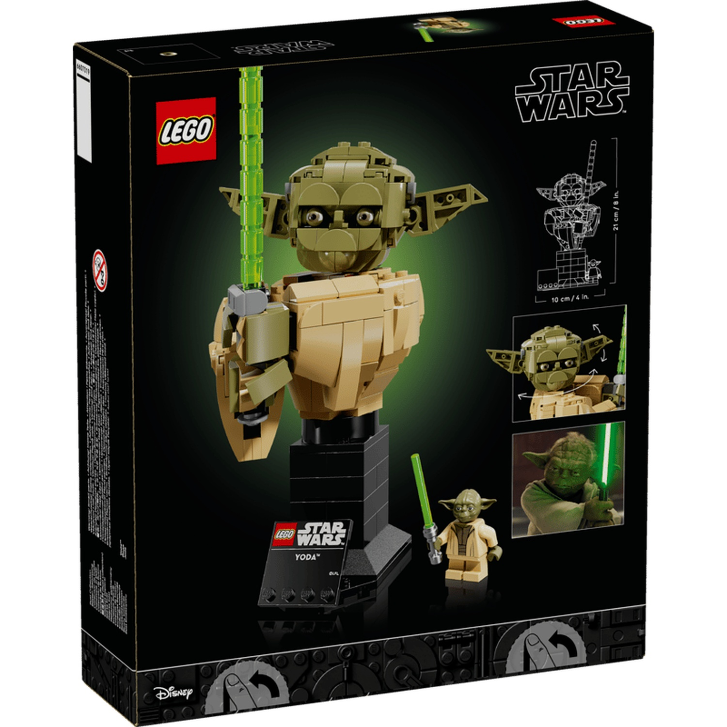 LEGO Star Wars Yoda build kit box with finished model and minifigure.