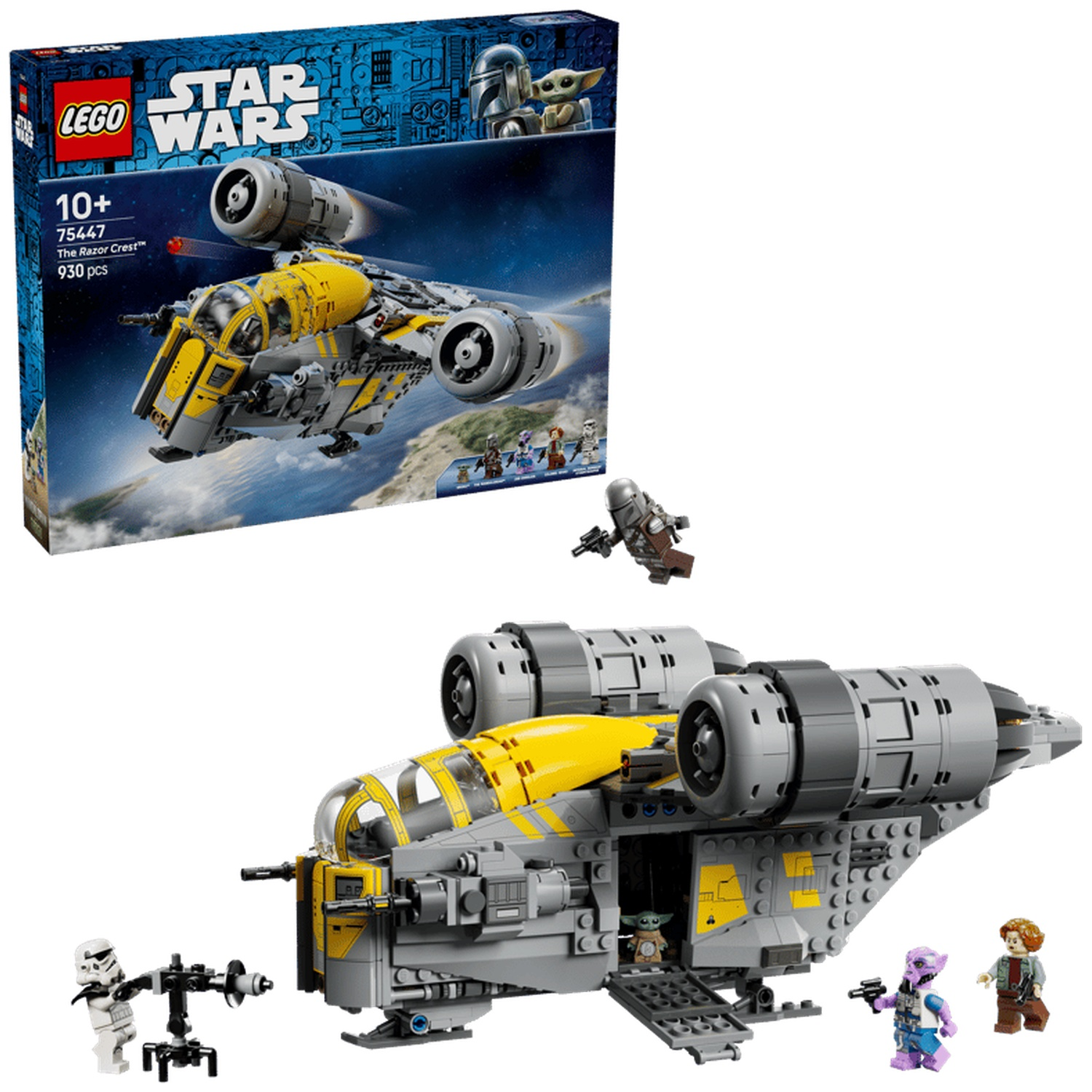 LEGO Star Wars "The Razor Crest" with figures and box.