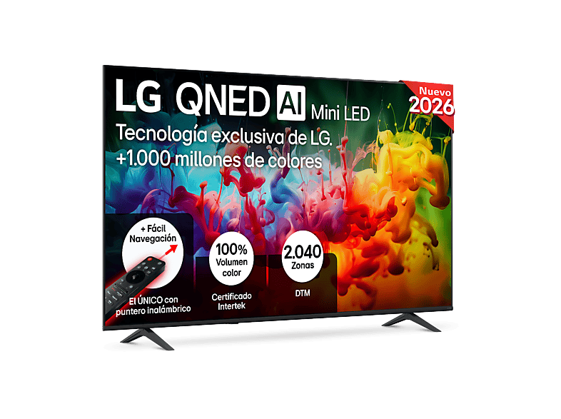 LG 75QNED72B6A, UHD 4K, Procesador Inteligente α7 AI Processor 4K Gen9, Smart TV, DVB-T2 (H.265), Negro