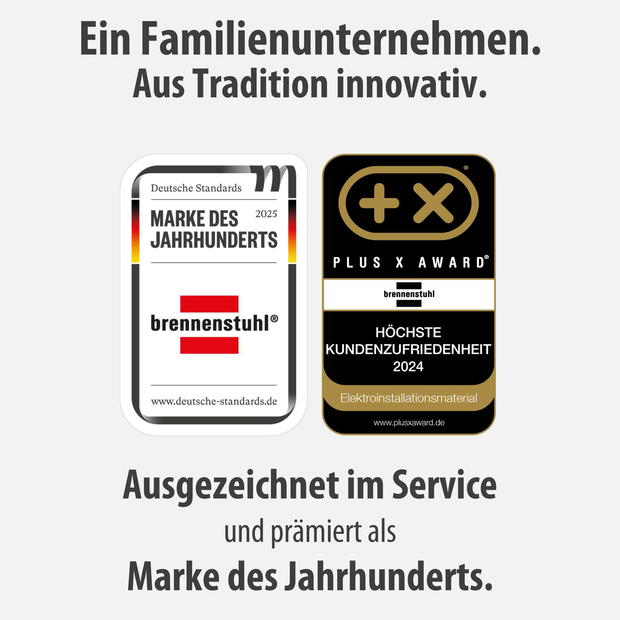 Auszeichnungen: Marke des Jahrhunderts und Plus X Award für brennenstuhl.