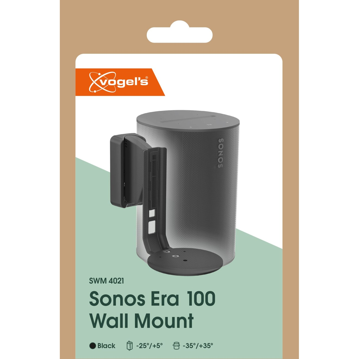 Emballage de support mural Vogel's Sonos Era 100, noir.