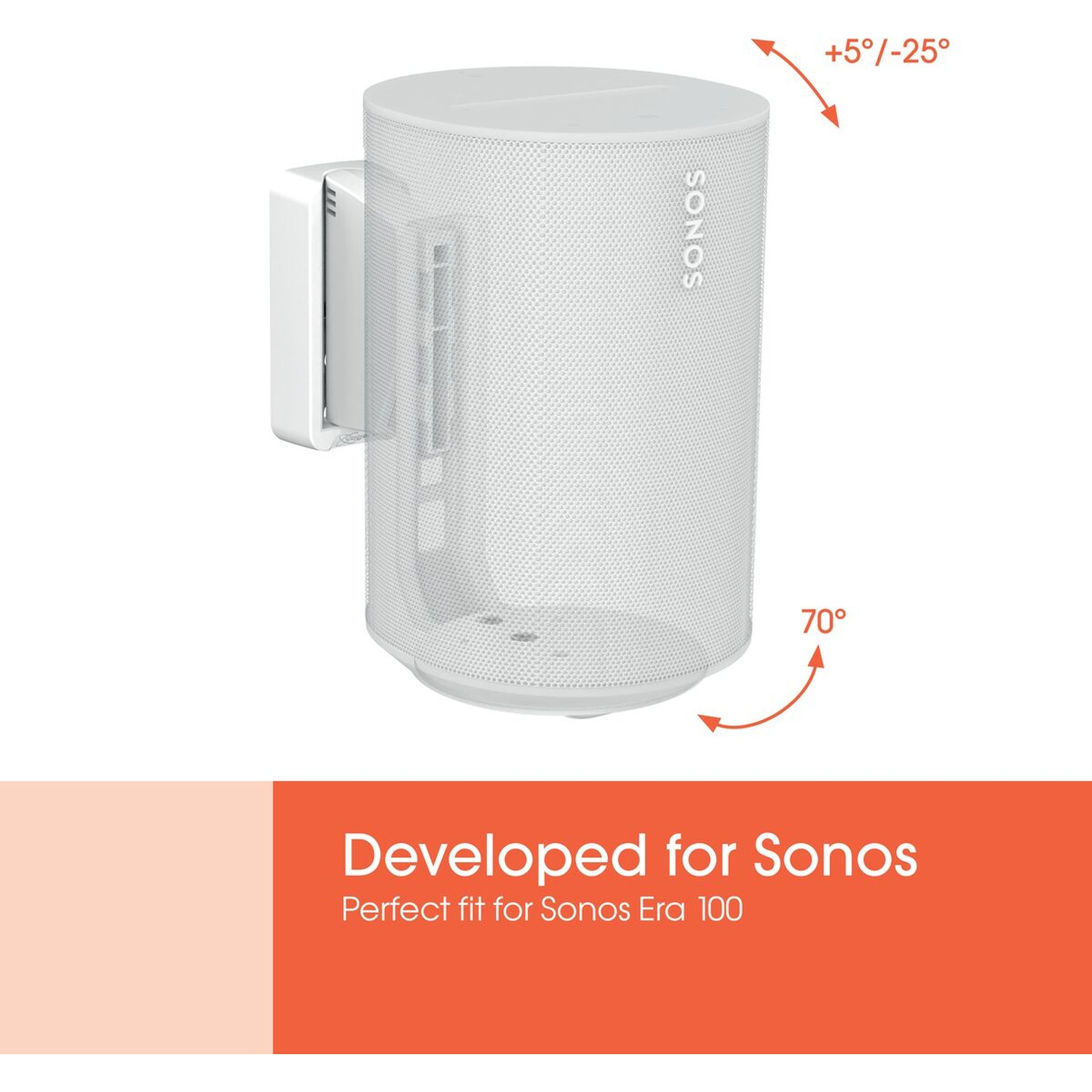 Support blanc pour haut-parleur Sonos Era 100 avec réglages d'angle.