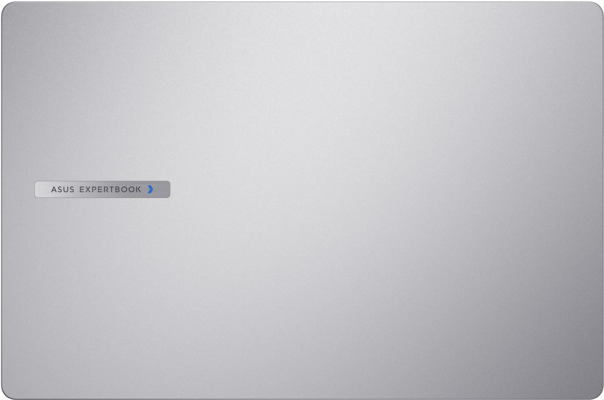 Ezüst laptop tok kék ASUS EXPERTBOOK logóval.