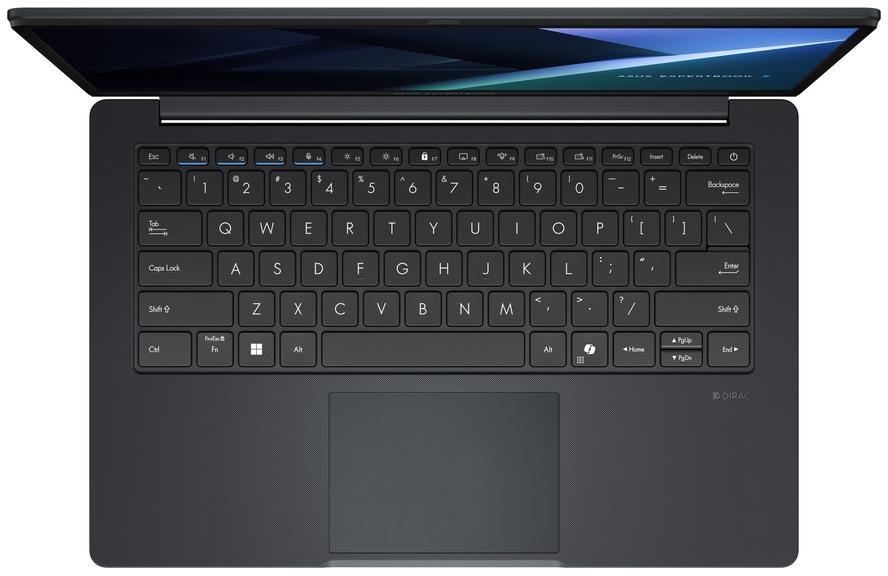 Sötétszürke laptop nyitott képernyővel és billentyűzettel. Felül: ASUS logó.
