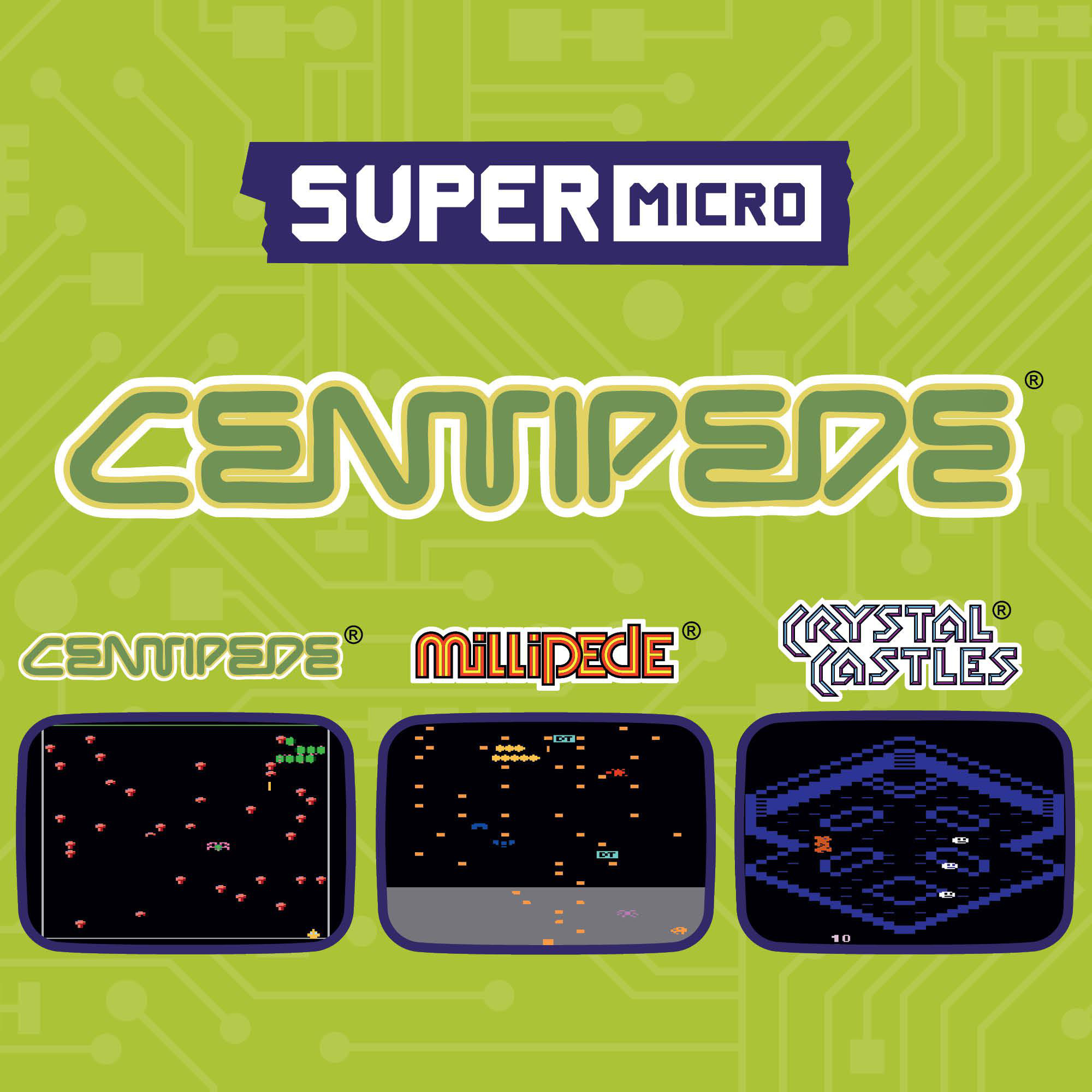 Retro-Videospiele: Super Micro Centipede, Millipede, Crystal Castles.