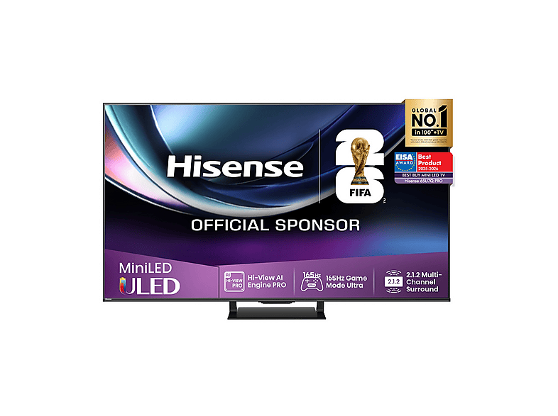HISENSE 65U7Q PRO TV MINI LED, SMART TV, 65 '', Mini Processore Quad Core / MT9655 , NERO, Classe E