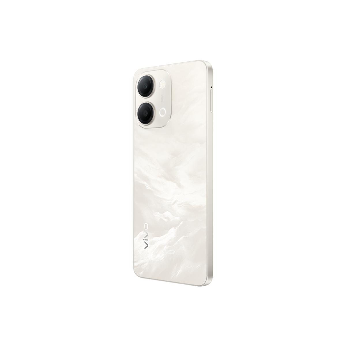 Mermer desenli beyaz akıllı telefon, çift arka kamera.