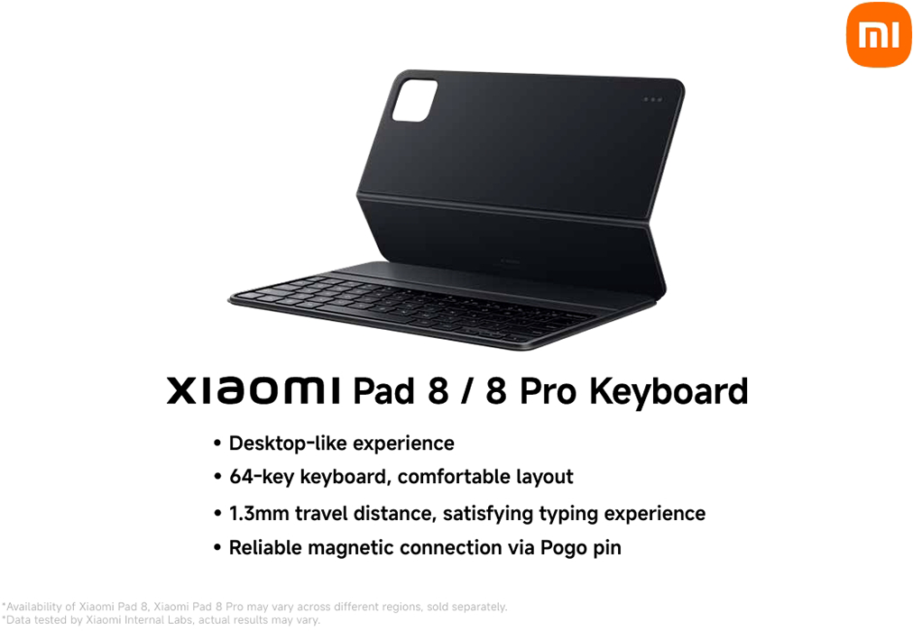 Fekete Xiaomi billentyűzettartó Pad 8/8 Pro-hoz, mágneses csatlakozás.