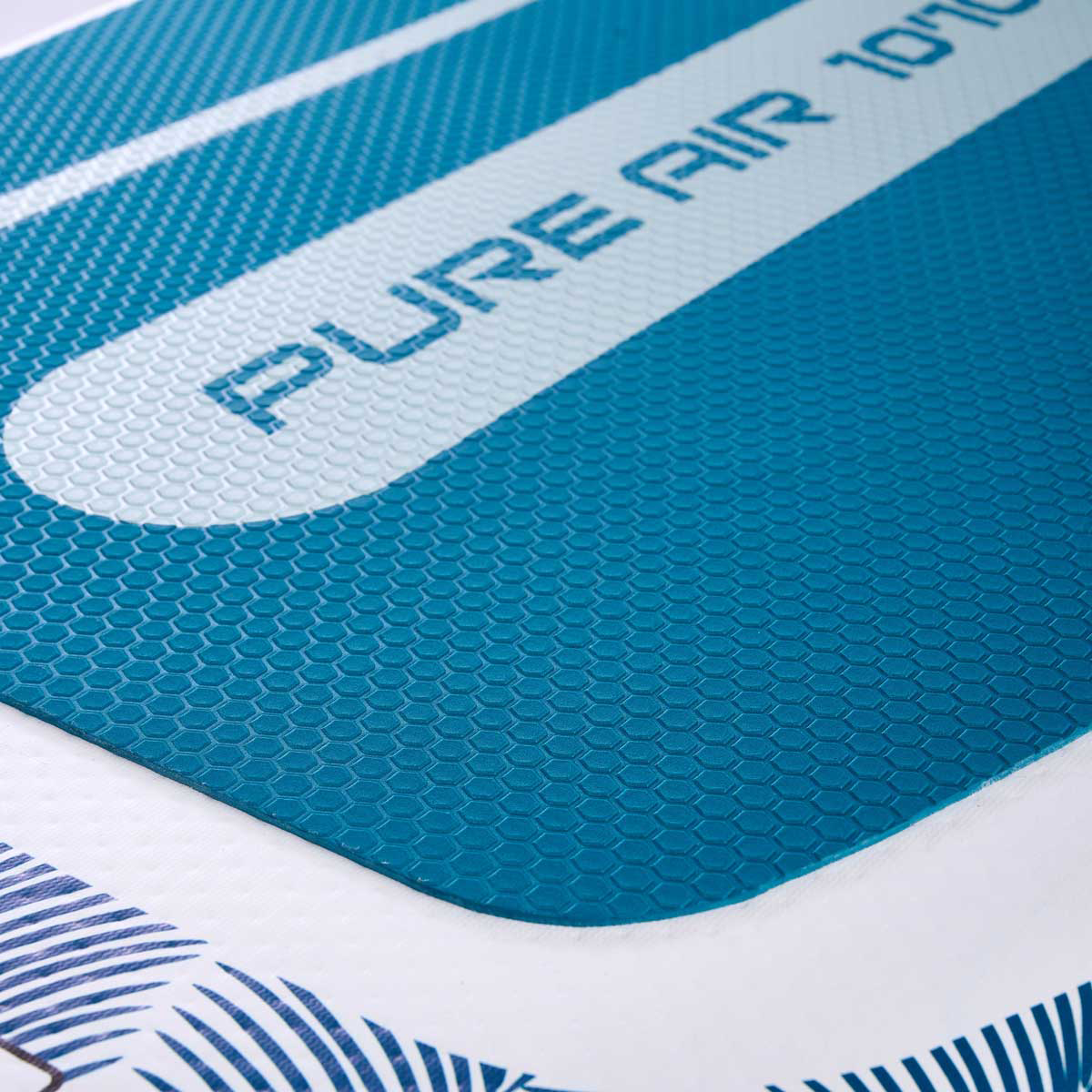 Kék paddleboard méhsejt textúrával és PURE AIR 10'6 felirattal.