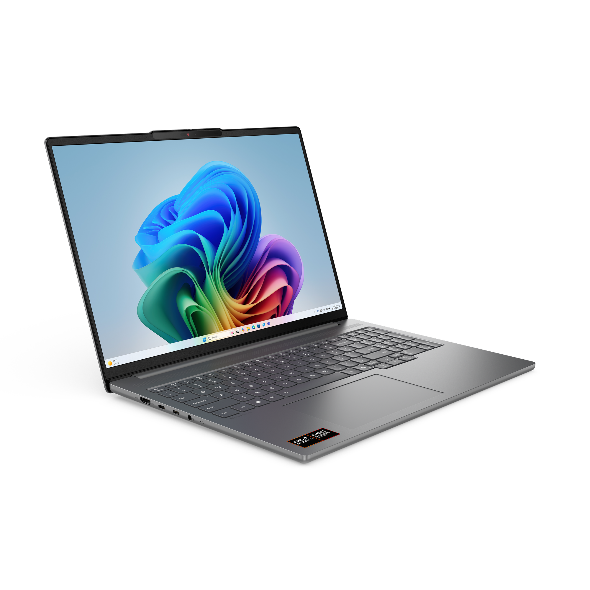 Ein silberner Laptop mit einem bunten Hintergrund und einer Tastatur.