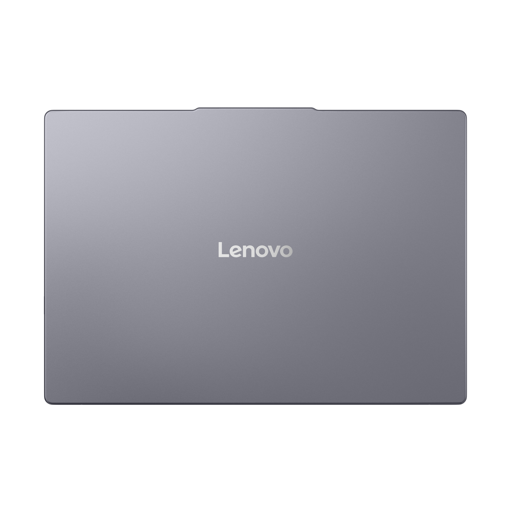 Geschlossener silberner Lenovo Laptop auf schwarzem Hintergrund.