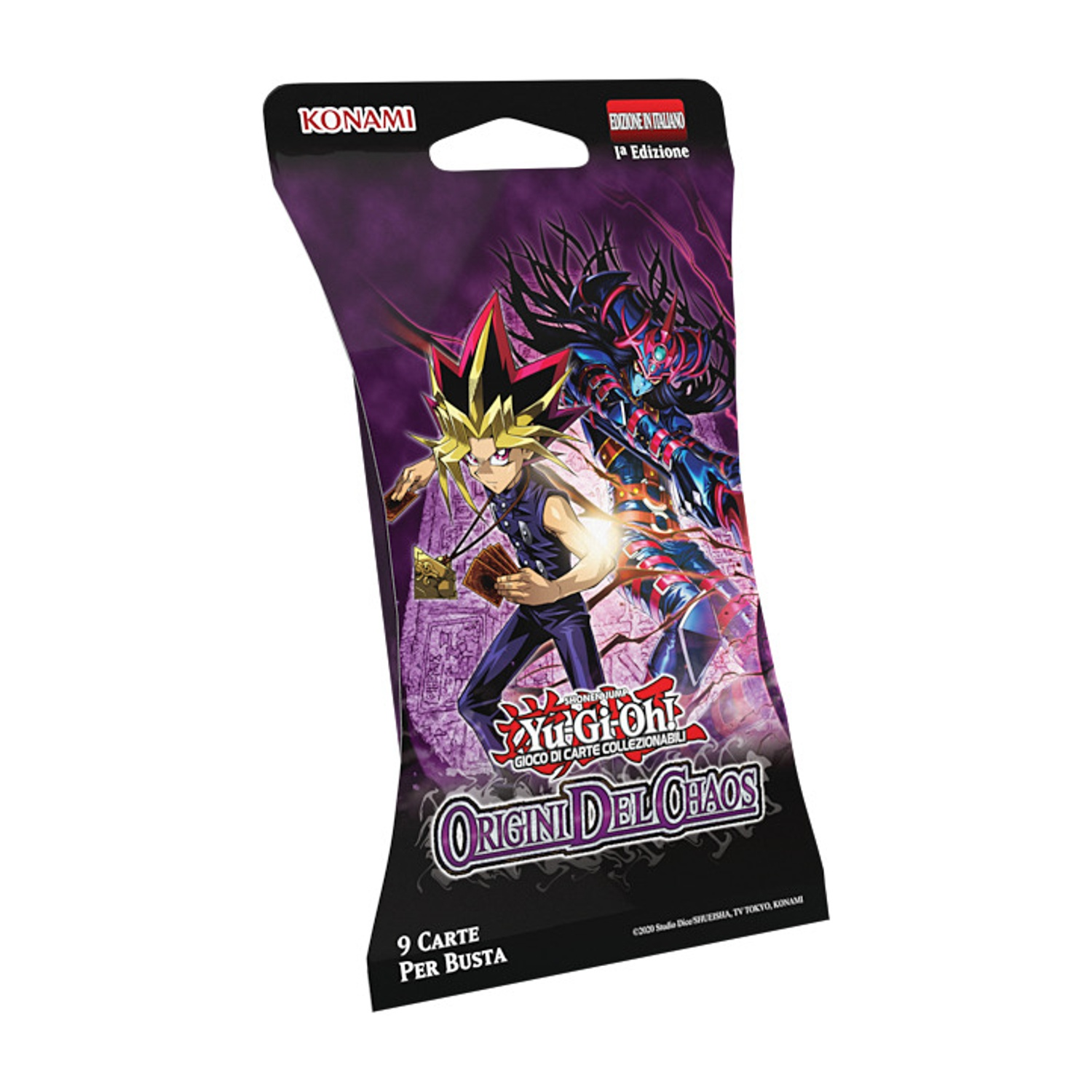 Confezione di carte collezionabili Yu-Gi-Oh! con Yugi e Mago Oscuro, 1ª Edizione Italiana.