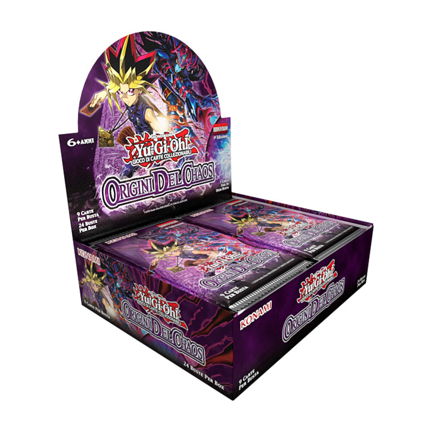 Box Konami Yu-Gi-Oh! di carte collezionabili con Yugi e Mago Oscuro.