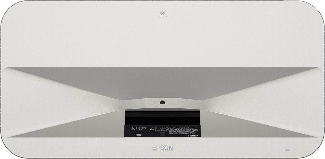 Retro bianco proiettore Epson con porta HDMI e fessure di ventilazione.