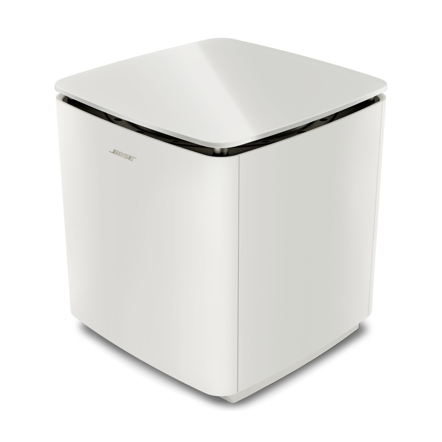 Un subwoofer Bose bianco su sfondo bianco.
