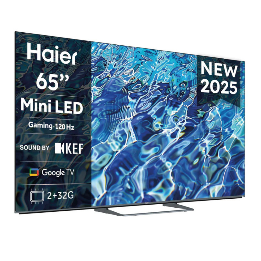 TV Haier 65" Mini LED con sonido KEF, gaming 120 Hz, Google TV, nuevo 2025.