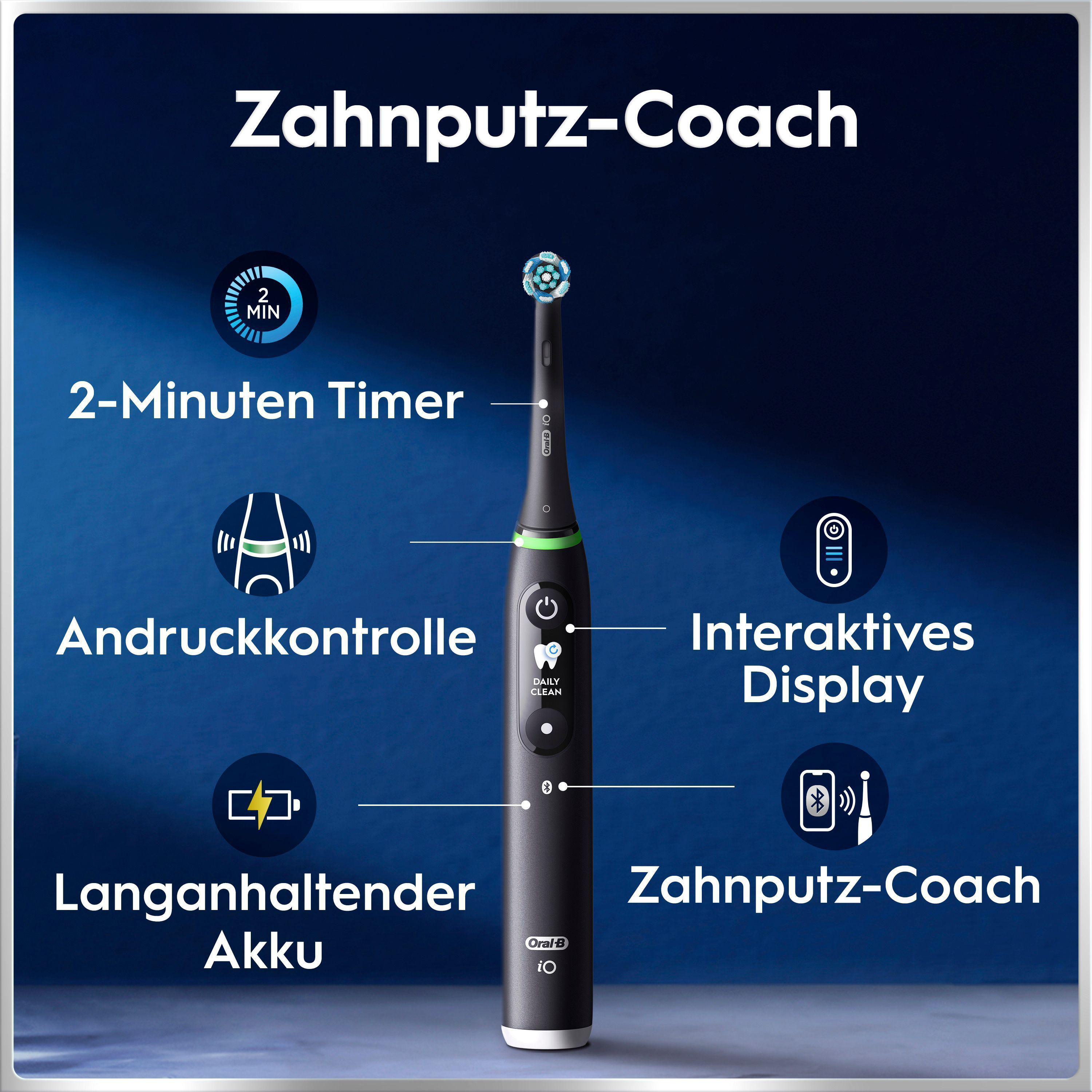 Elektrische Zahnbürste mit Timer, Andruckkontrolle, Display und Akku.