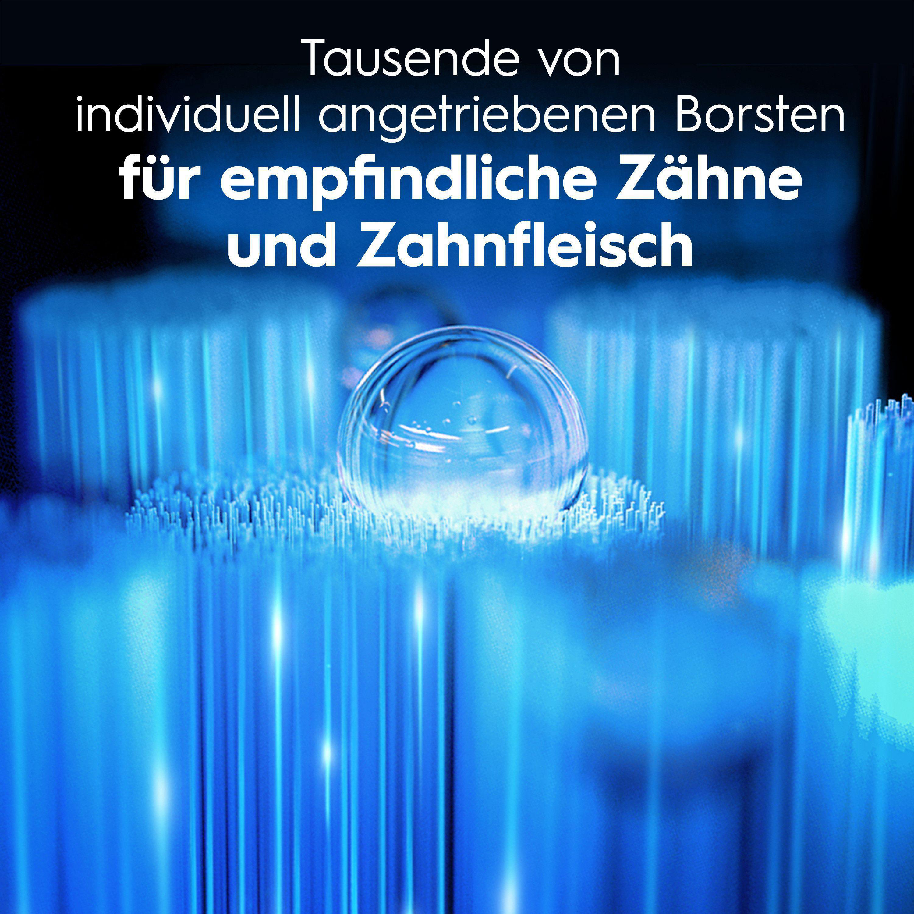Blaue Strahlen und eine Glaskugel auf Borsten.