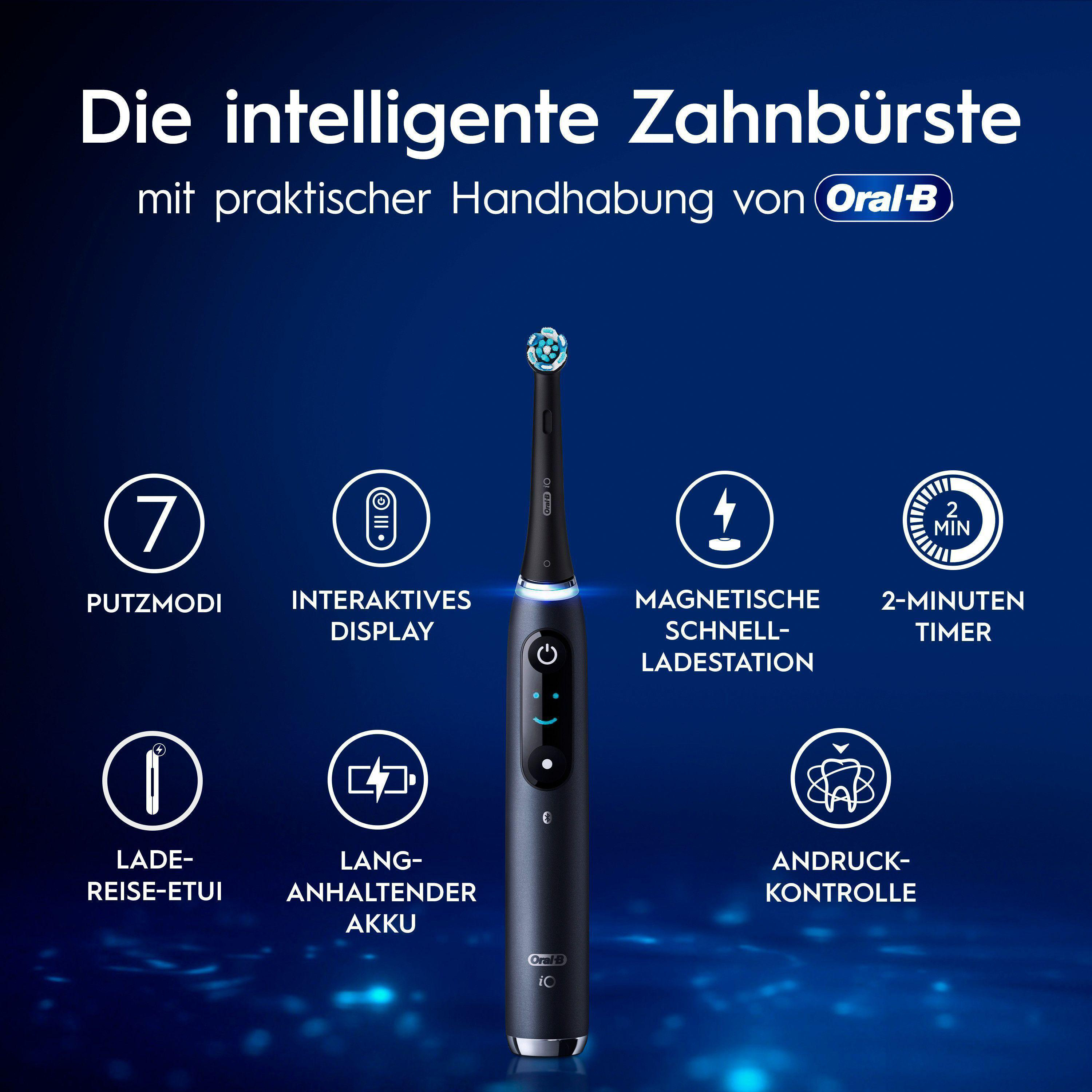 Intelligente Oral-B Zahnbürste mit Lade-Etui, Display, Timer und Akku.