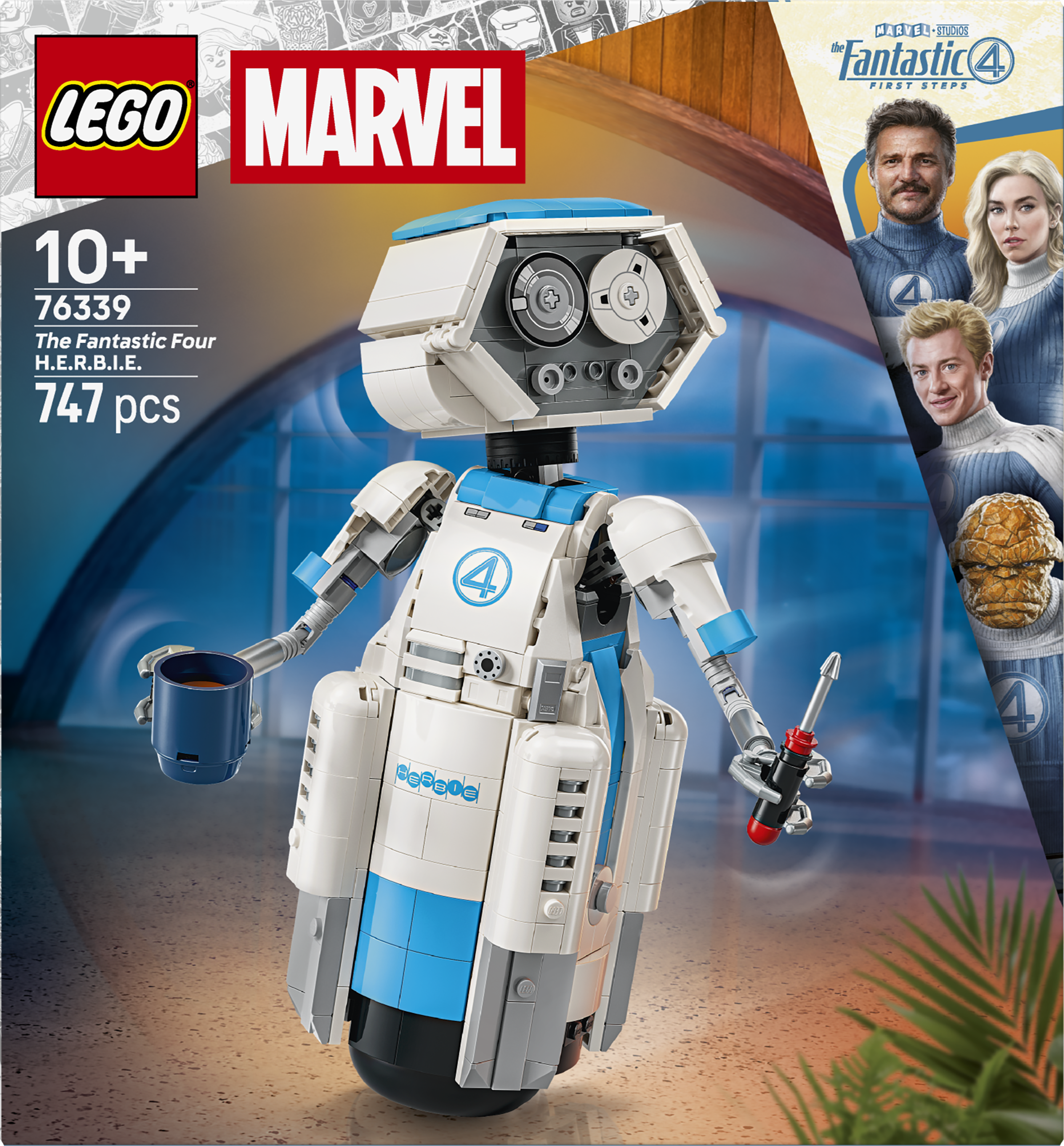 LEGO H.E.R.B.I.E. Roboter mit Tasse und Schraubendreher, Marvel Fantastic Four Set.
