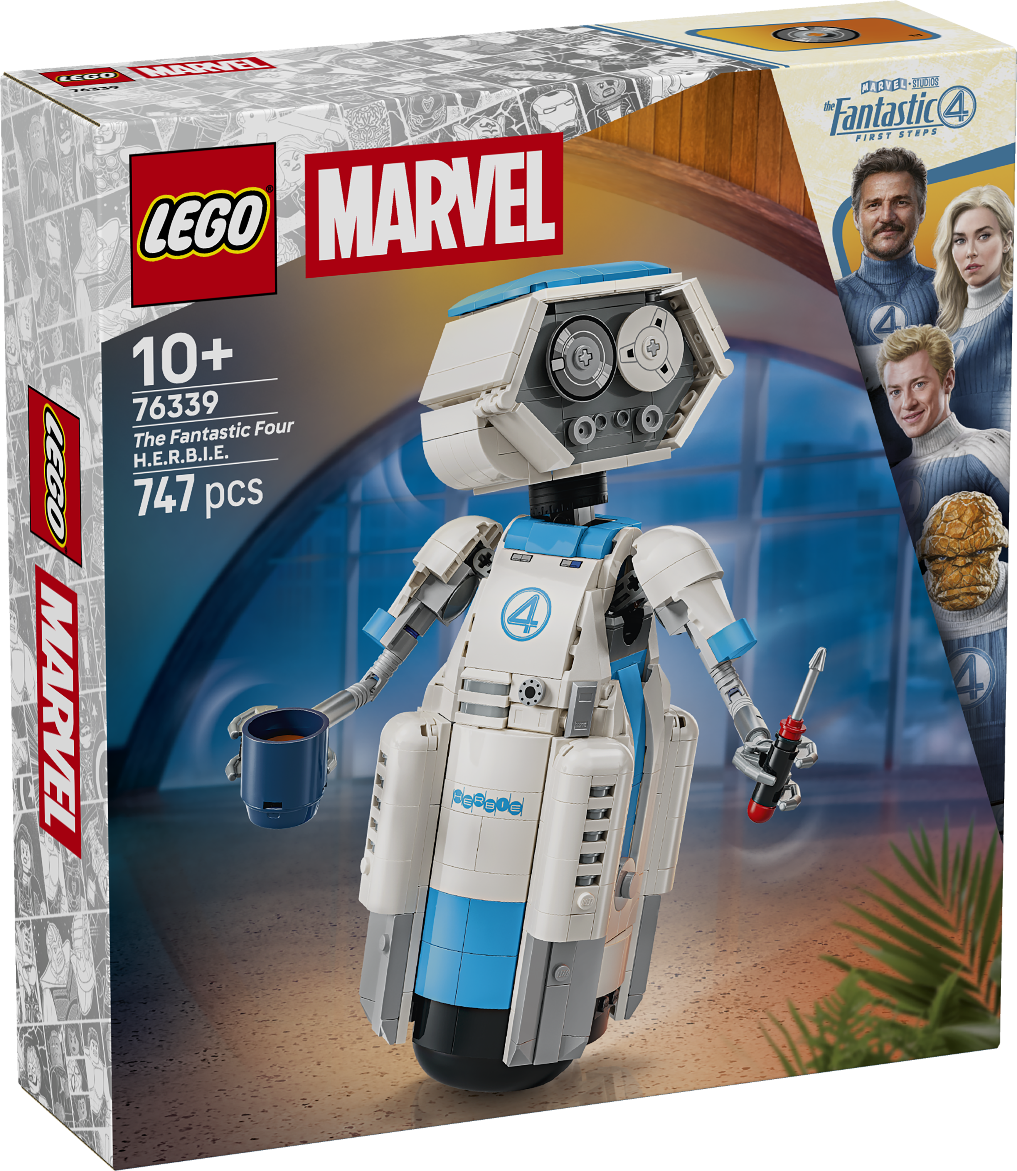LEGO Marvel H.E.R.B.I.E. Set mit Fantastic Four Figuren und Bauanleitung.
