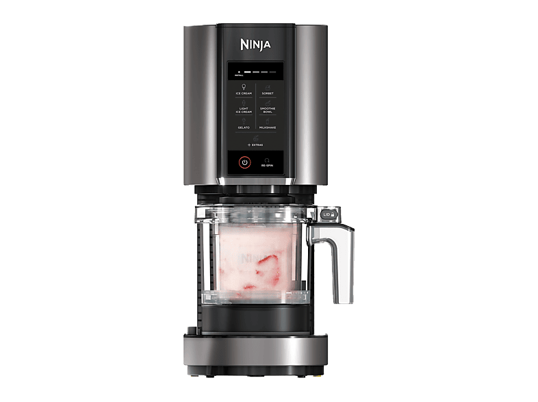 Heladera - Ninja CREAMi NC302EU, 7 programas, 800 W, 2 tarrinas 473 ml, Negro y plateado