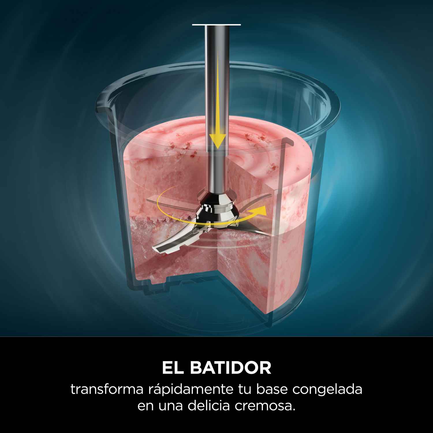 EL BATIDOR. transforma rápidamente tu base congelada en una delicia cremosa.