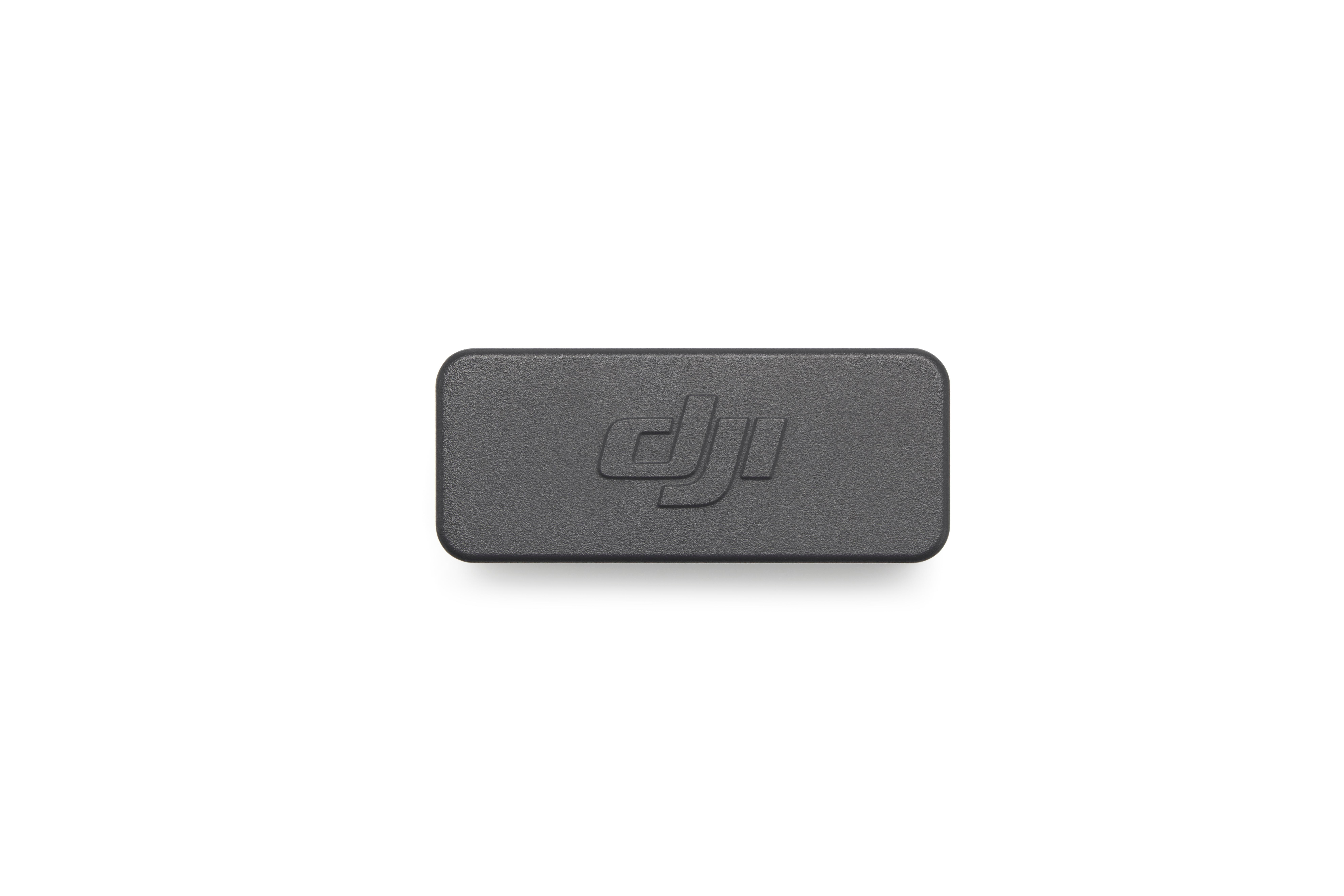 Grauer DJI-Logo-Deckel auf weißem Hintergrund.