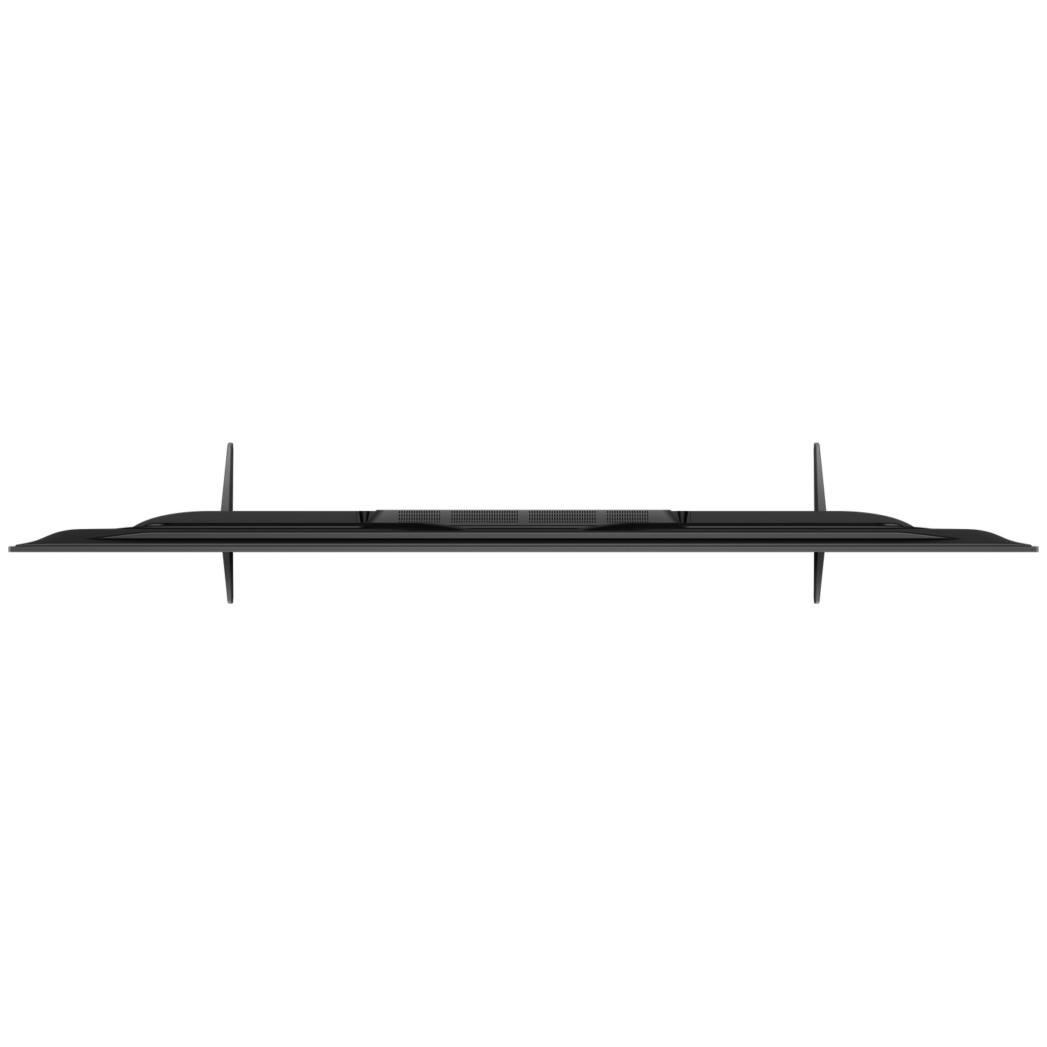 A black flat-screen television with stands, viewed from above.
