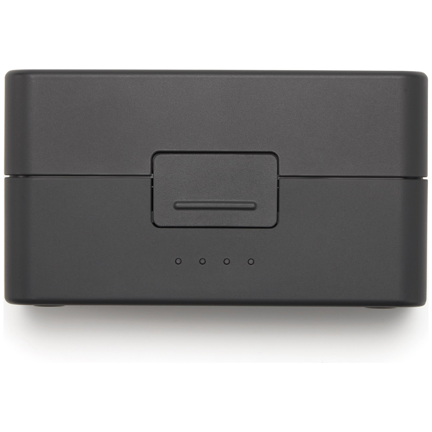 A black rectangular case with a small handle in the middle and four small lights.