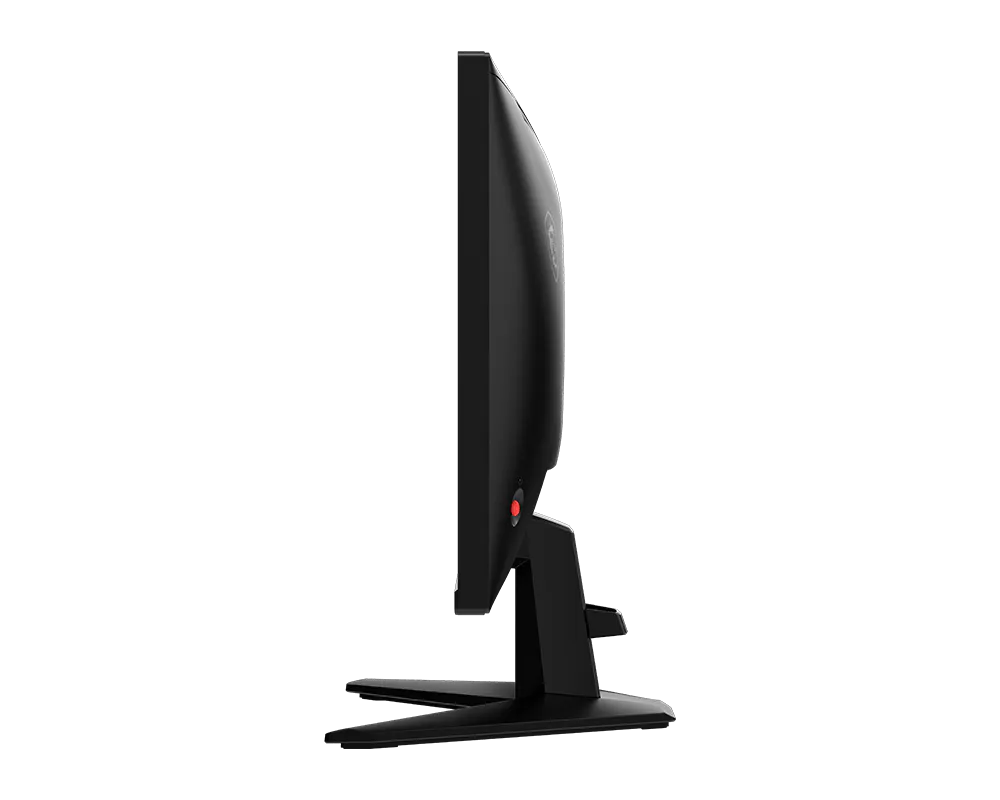 Fekete számítógép monitor profilból, fekete háttérrel.