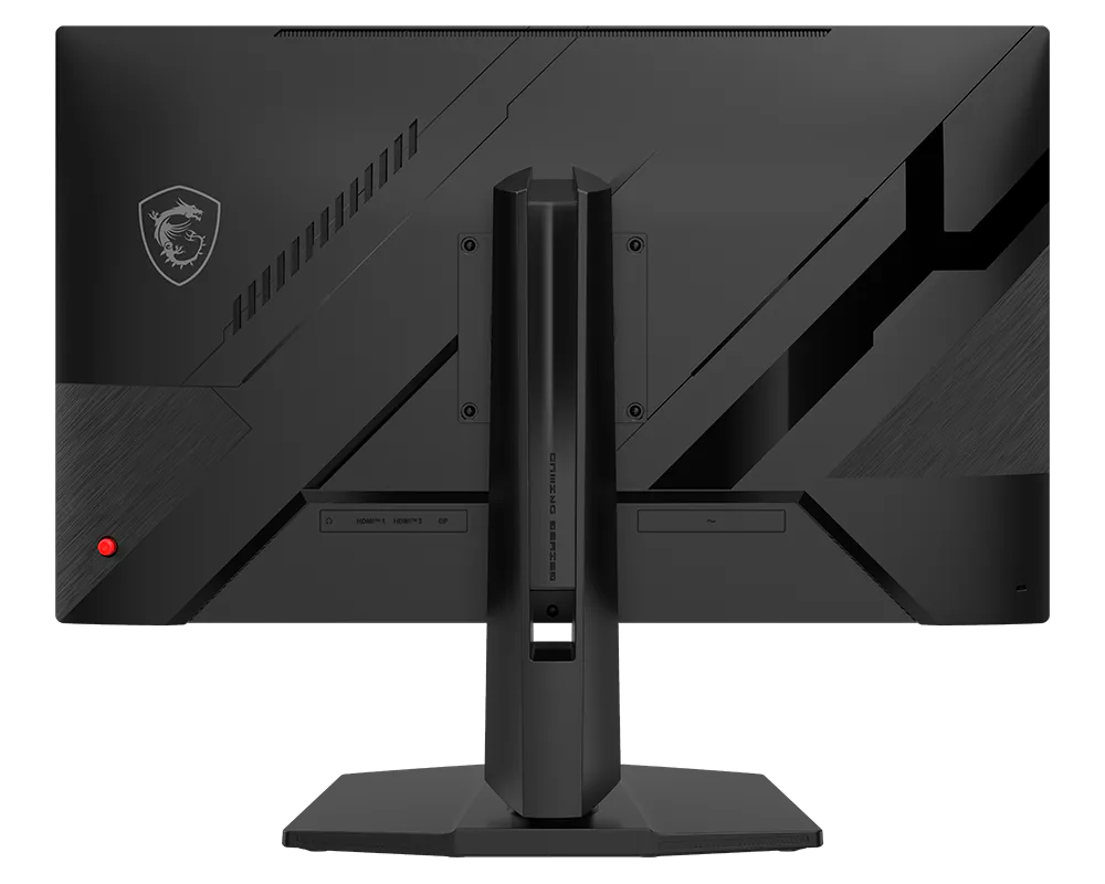 Fekete monitor hátulja MSI logóval és portokkal.