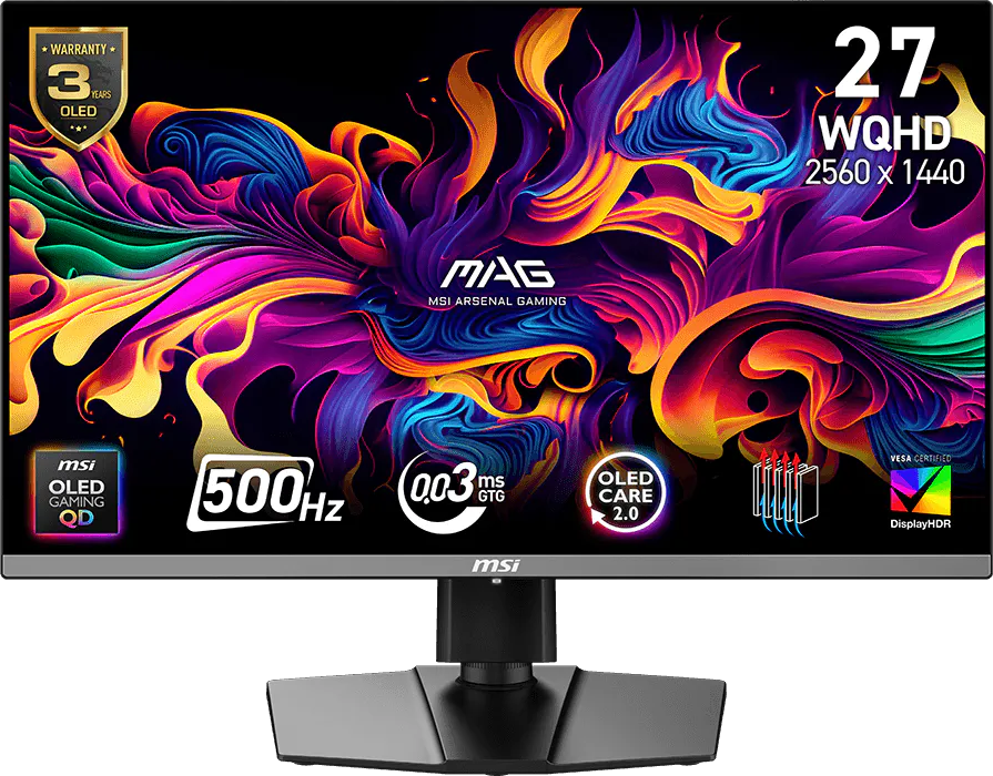 MSI MAG 272QP QD-OLED X50 26,5'' Sík WQHD 500 Hz 16:9 Gamer Monitor