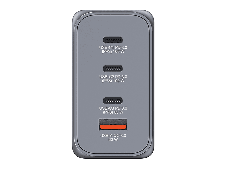 VERBATIM GNC-200 GAN Ladegerät, 4 Anschlüsse, USB-C, USB-A, 200 Watt, (EU/UK/US) — Foto 2 von 3