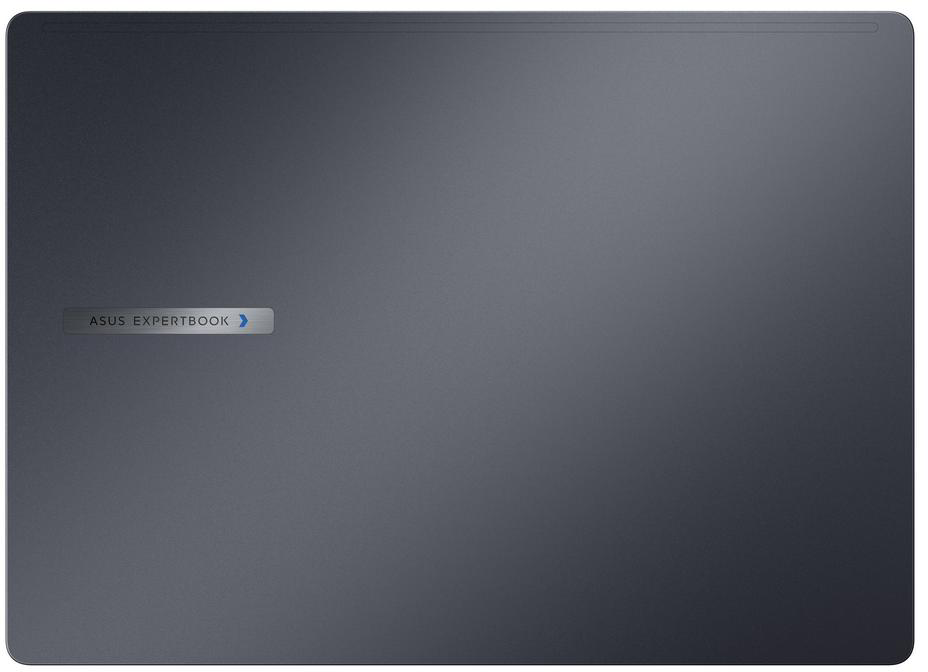 Sötétszürke laptop burkolat ezüst ASUS EXPERTBOOK logóval.