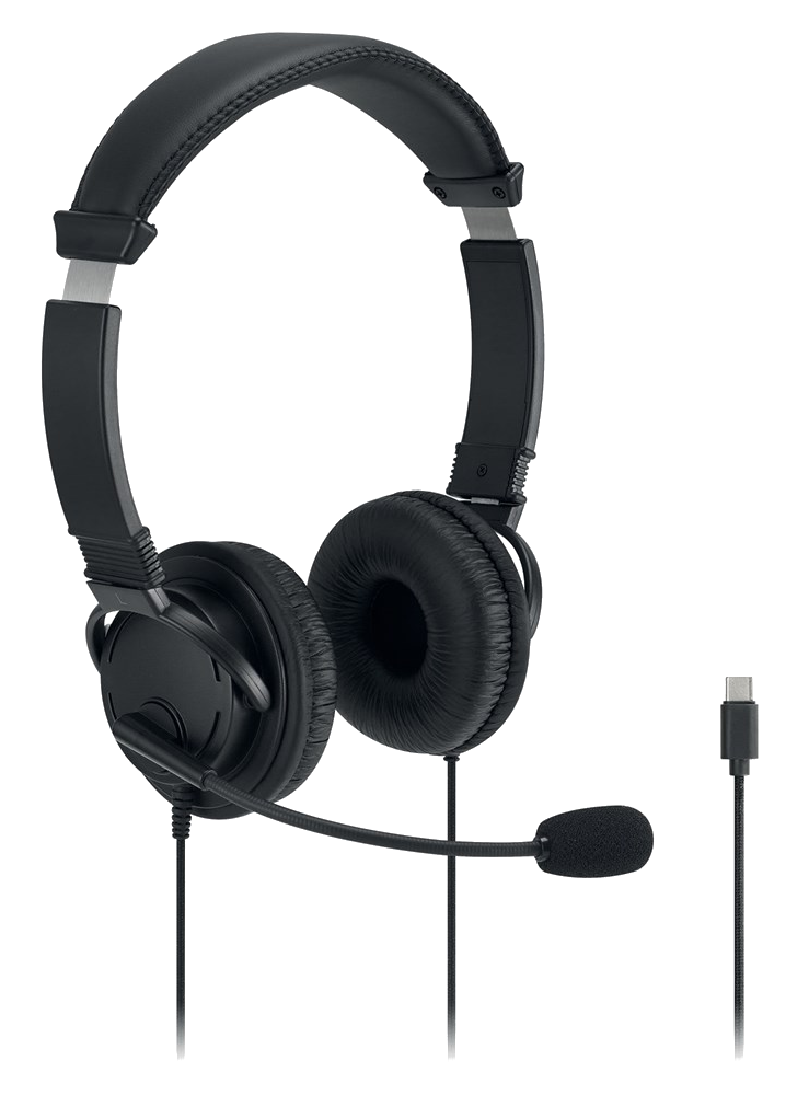 KENSINGTON Classic EQ USB-C® fejhallgató mikrofonnal és hangerőszabályozóval, fekete (K97464WW)