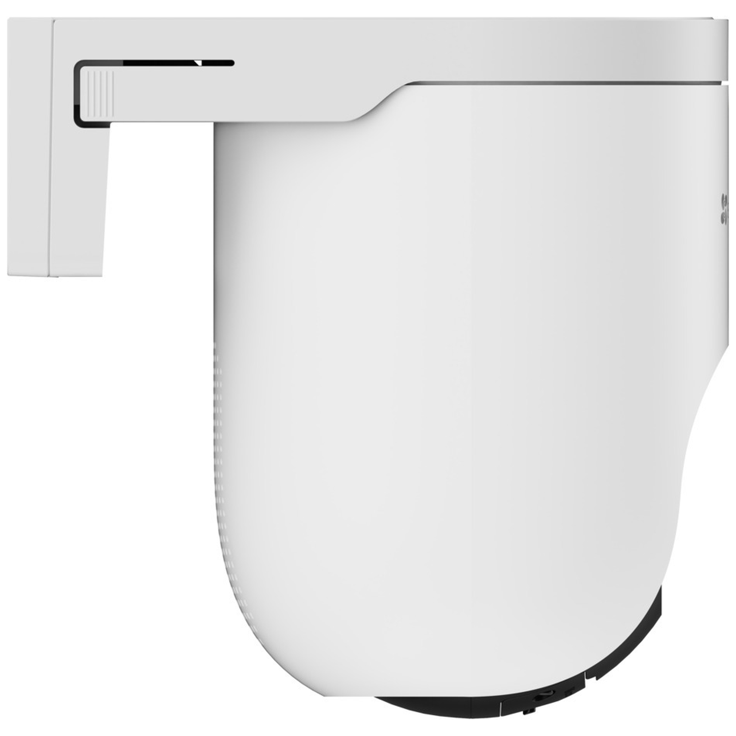 White security camera with a bracket on a white background.