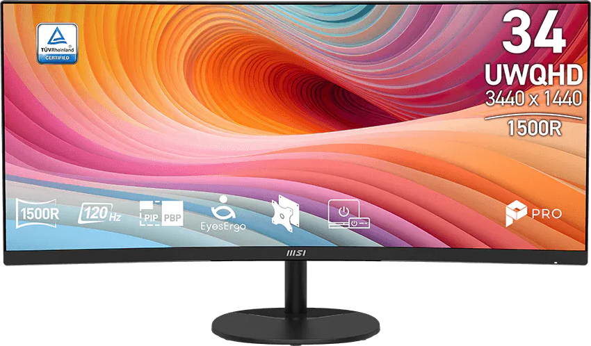 MSI PRO MP341CQ E12 34'' Ívelt UWQHD 120 Hz 21:9 VA LED Gamer Monitor