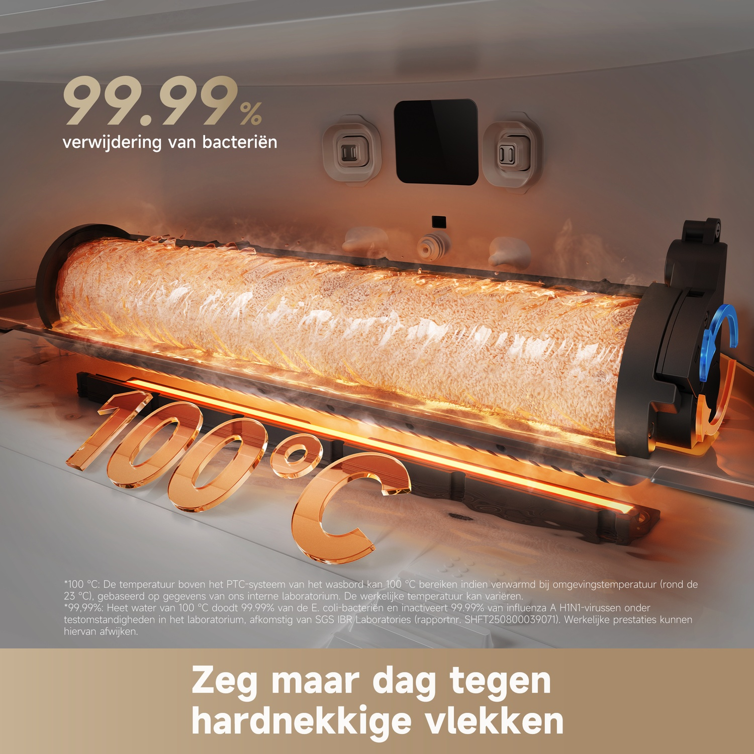Un système de chauffage à 100°C élimine 99,99% des bactéries.