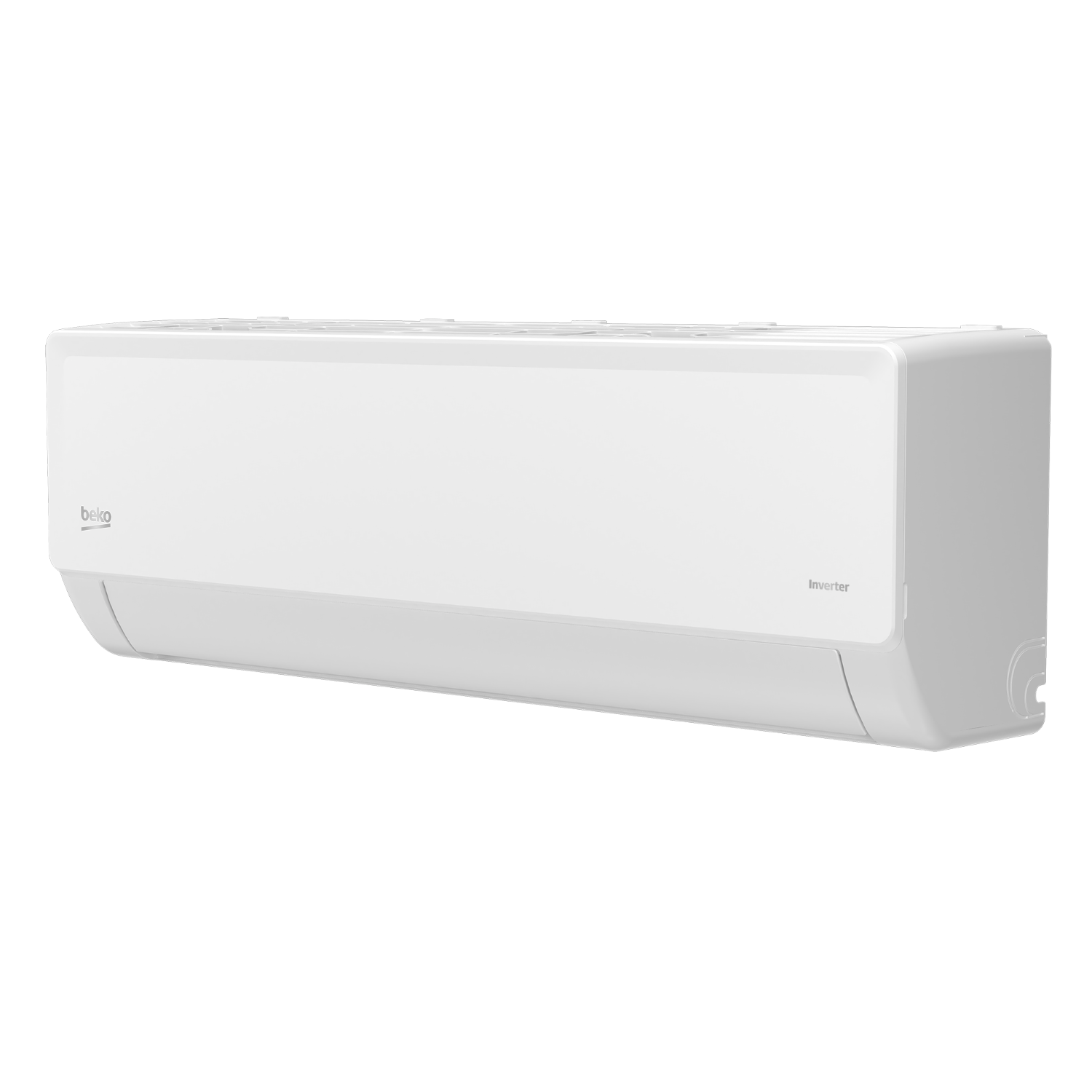 Un aire acondicionado blanco con logo Beko y 