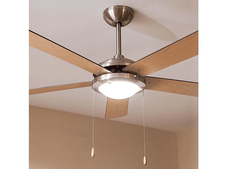 Cecotec Ventilador de Techo EnergySilence Aero 540. 60 W, 132 cm de Diámetro, Luz LED, 5 Aspas Reversibles, 3 Velocidades, Función Invierno, Acabado en 2 tonos de madera