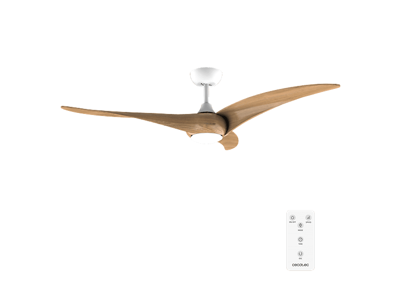 Ventilador de techo - Cecotec EnergySilence Aero 5295, Luz LED 18 W (3 tonalidades), 6 velocidades, Mando, Temporizador, Modo invierno/verano, Marron