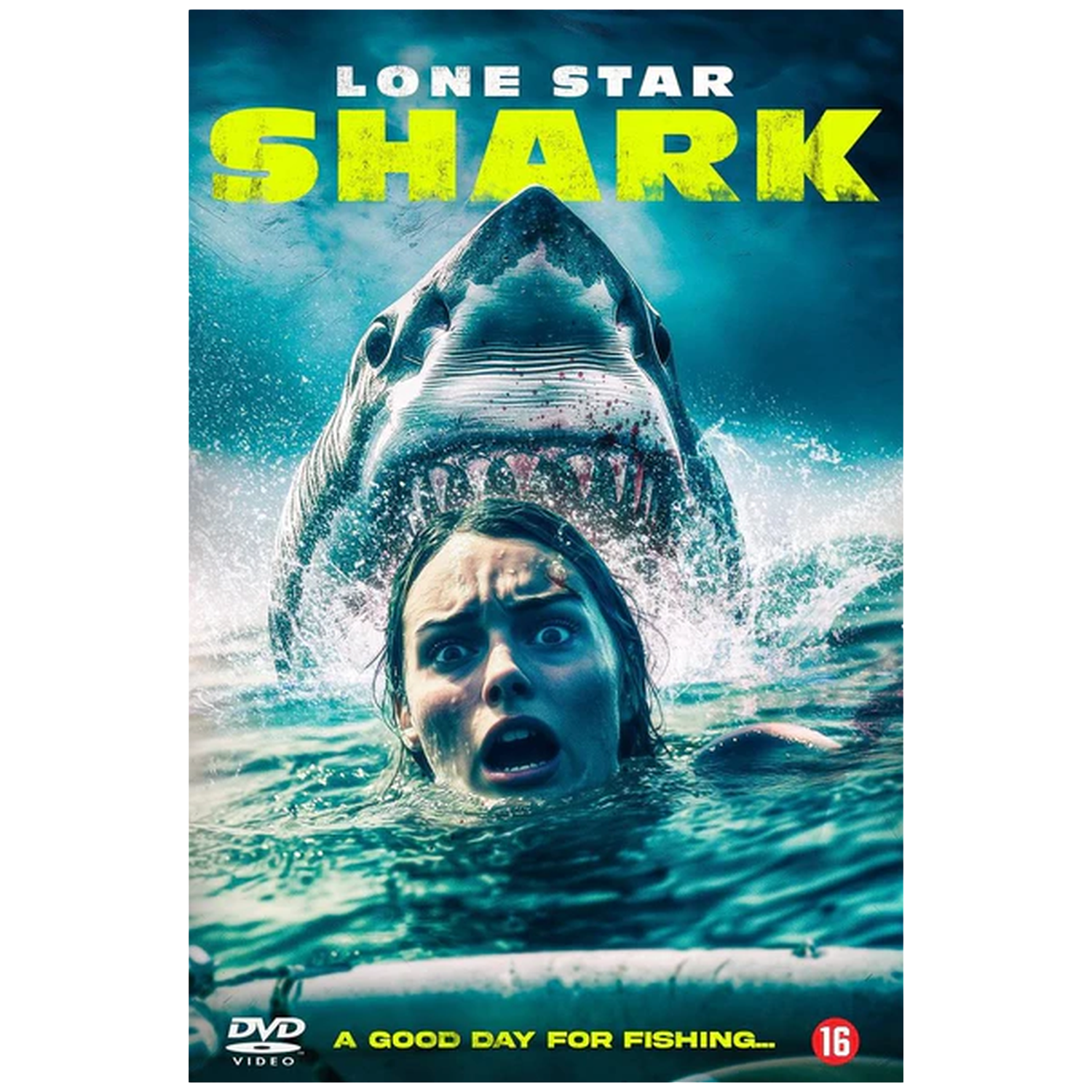 Un requin émerge derrière une femme effrayée dans l'eau.